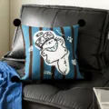 Cute cartoon cat decorative throw pillow with black pom-poms for sofa and bedroom use. - 35x35cm Pillowcase Without Core / Reading Leisure Black Pom-Pom
