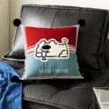 Fundas de cojín estilo Bauhaus lindo con gráfico de animales de dibujos animados para sofá de sala. - Funda de Cojín 50x50cm Sin Relleno / Carmesí Pompon Negro