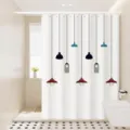 Moderne waterdichte douchegordijn met hangende lampen patroon, duurzame stof badkamer. - [Enkel Gordijn] Breedte 80x Hoogte 180 + Haken + Tiebacks / Bloemengeur 02
