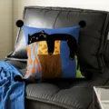 Cartoon black cat throw pillow cover, cute abstract design soft cushion for sofa. - 35x35cm Pillowcase Without Core / Moqi Black Pom-pom
