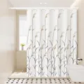Minimalistische rietprint douchegordijn, waterdichte badkamer scheidingsgordijn detail. - [Enkel Gordijn] Breedte 80x Hoogte 180 + Haken + Tiebacks / Bloemengeur 04