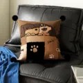 Cute cartoon puppy print throw pillow with black pom pom corners for cozy living room sofa decor. - 35x35cm Pillowcase Without Core / Nuanshui Black Pom-pom
