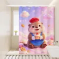 Cute cartoon otter waterproof shower curtain for bathroom decor, cute animal fabric curtain. - Baking Toy 7