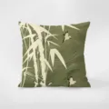 Funda de cojín estilo chino con patrón de bambú y ave para decoración de sofá de sala. - Estampado de Doble Cara 35x35cm (Fundas Sin Relleno) / Estilo Bambú Tinta 4