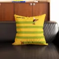 Cojín decorativo retro de salchicha con diseño de rayas para sofá y decoración. - 35x35cm(Sin Relleno) / Dackel Rayado Amarillo