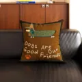 Retro dachshund cushion detail, comfortable skin-friendly fabric, ideal for sofa and office nap. - Brown Dachshund