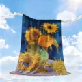 Manta de seda de hielo con pintura al aceite Van Gogh estilo nórdico aire acondicionado - FGBS02 (Girasoles) / 100x120cm Manta de Bebé