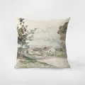 Gros plan sur la housse de coussin d'art paysager aquarelle vintage en velours doux. - Art Rétro Minimaliste Nordique 4 / Impression Double Face 35x35cm (Housse Sans Rembourrage)