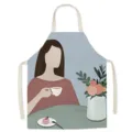 Tablier de cuisine avec illustration artistique, tissu en coton confortable, idéal pour cuisiner. - 65x75cm Adulte / Temps Idyllique 2