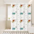 Waterproof quick-drying bathroom shower curtain, anti-mold fabric partition curtain for bath. - Single Curtain 150W x 200H with Rings & Tiebacks / Blue Dream 01