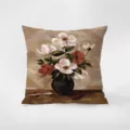 Detail view of the vintage oil painting floral throw pillow, classic artistic aesthetic cushion. - Double-Sided Pattern 35X35cm (Pillowcase Without Insert) / Brilliant Bouquet 2