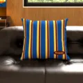 Cojin decorativo geometrico de mediados de siglo, funda de sofa comoda y agradable. - 35x35cm (Solo Funda) / Ritmo Azur
