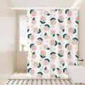 Waterproof shower curtain for bathroom, quick dry fabric partition curtain with cute fruits. - Single Curtain 150W x 200H with Rings & Tiebacks / Blue Dream 02