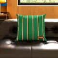 Funda de cojín geométrica retro, cojín de sofá a rayas verdes para la decoración del hogar. - 35x35cm (Solo Funda) / Tejido Campos Esmeralda