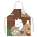 Tablier de cuisine mignon chat lapin en coton lin bavette de cuisson imperméable - Adulte Épaissi / Chaton Maillard 3