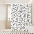Waterproof shower curtain featuring cute yoga cats print for bathroom decoration, durable fabric. - Blue Dream 04
