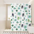 Waterproof shower curtain for bathroom quick drying floral pattern print fabric decor - Single Curtain 150W x 200H with Rings & Tiebacks / Blue Dream 05
