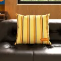 Cojin decorativo vintage con rayas geometricas para sofa salon comodo hogar decoracion - 35x35cm (Solo Funda) / Oda de Campos Dorados