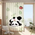 Detalle de impresión de panda de dibujos animados lindo en cortina opaca para ventana infantil. - [Cortina Simple] Ancho 180 x Alto 180cm con Anillos y Correas / Panda 03CL