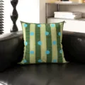 Mid-century Bauhaus throw pillow case, modern geometric striped decorative cushion cover - Cyan Vertical Stripe