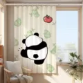 Linda cortina opaca con panda de dibujos animados para ventana pequeña de dormitorio, bambú. - [Cortina Simple] Ancho 180 x Alto 180cm con Anillos y Correas / Panda 04CL