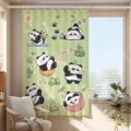 Tenda per finestra con panda di cartoni animati per bambini, tenda oscurante verde. - Panda 09CL