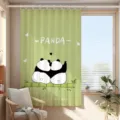 Dettaglio tenda panda carina, tessuto oscurante verde con bel design di coppia per stanza. - Panda 12CL