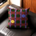 Cojin geometrico retro, funda de cojin decorativa estilo vintage para sofa, dormitorio u oficina. - Doble Cara 35x35cm (Funda Sin Relleno) / Borgoña Multi