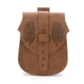 Sac de taille en cuir médiéval vintage avec gaufrage runes viking pour costume cosplay halloween. - Marron