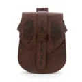 Sac de taille rétro en cuir PU médiéval avec motifs de runes nordiques gaufrées et boucle. - Café