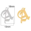 Stainless steel Gothic letter A pendant DIY jewelry accessory, polished gold and silver tone. - Letter A / Silver