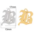 Stainless Steel Gothic Letter B Pendant Charm DIY Jewelry 17x13mm Gold Silver Color - Letter B / Silver