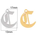 Stainless steel Gothic letter pendant DIY jewelry accessory gold silver 17x13mm. - Letter C / Silver