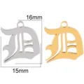 Stainless Steel Gothic Letter D Pendant Gold Silver DIY Jewelry Accessory 16x15mm - Letter D / Silver