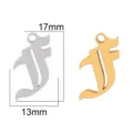 Stainless steel Gothic letter pendant DIY jewelry accessory, 17x13mm gold silver color. - Letter F