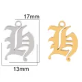 Stainless steel gothic letter pendant gold plated DIY jewelry accessory size 17x13mm - Letter H