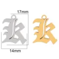 Stainless steel Gothic letter pendant DIY jewelry accessory gold silver color 17x14mm - Letter K