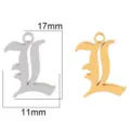 Gothic letter L stainless steel pendant 18k gold plated DIY jewelry accessory 17x11mm - L