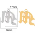Stainless steel gothic letter pendant, 17mm DIY jewelry accessory, gold and silver color. - M