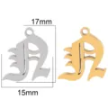 Stainless steel Gothic letter A pendant DIY jewelry accessory gold silver 17x15mm - Letter N