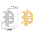 Stainless steel gothic letter pendant DIY jewelry accessory in gold and silver finish. - Letter P