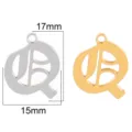 Stainless steel Gothic letter Q pendant, 17x15mm polished gold and silver DIY jewelry accessory. - Letter Q