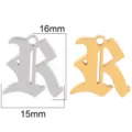 Stainless Steel Gothic Letter R Pendant DIY Jewelry Accessories Gold Silver Charm - Letter R