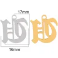 Stainless steel Gothic letter pendant DIY initial charm, available in silver and gold, 17x16mm. - Letter U