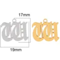 Stainless steel gothic letter pendant DIY jewelry charm gold and silver 17x19mm accessory - Letter W