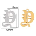Stainless steel Gothic letter D pendant, 18K gold plated DIY jewelry accessory 12x17mm - Letter Y