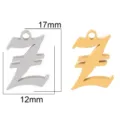 Gothic style stainless steel letter Z pendant DIY jewelry accessories in gold and silver. - Letter Z