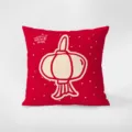Detalle de cojín rojo de Año Nuevo, diseño festivo con patrón de linterna para sofá. - Estampado de Doble Cara 35x35cm (Fundas Sin Relleno) / Diversión y Expectativa-3