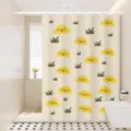Waterproof cute yellow duck shower curtain for bathroom, quick-drying fabric partition door. - [Single Curtain] Width 80x Height 180 + Hooks + Tiebacks / Bow Teddy Bear 04