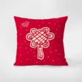 Rotes Neujahrs Kissen mit chinesischem Knotenmuster, festliches Sofakissen fuer Bettdekoration. - Spaß und Erwartung-5